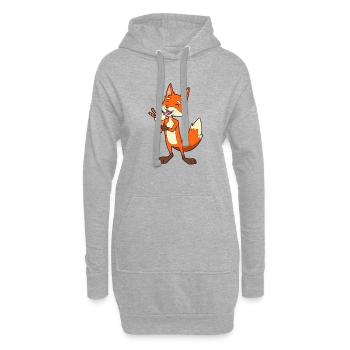 Comic Fuchs genießt Eistüte - Hoodie-Kleid - Grau meliert - Vorne