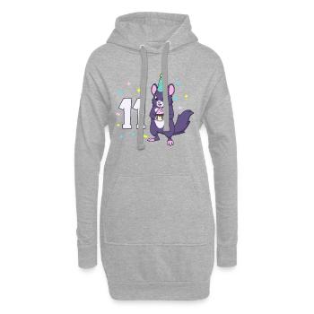 Avec chinchilla - anniversaire des enfants 11 ans - Sweat-shirt à capuche long Femme - gris chiné - Devant