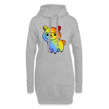 Alpaka Comic Tier - Hoodie-Kleid - Grau meliert - Vorne