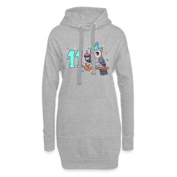 Avec hibou - Anniversaire des enfants 11 ans - Sweat-shirt à capuche long Femme - gris chiné - Devant
