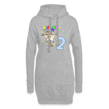Avec des écureuils volants - anniversaire des enfants 2 ans - Sweat-shirt à capuche long Femme - gris chiné - Devant