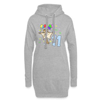 Avec des écureuils volants - anniversaire des enfants 11 ans - Sweat-shirt à capuche long Femme - gris chiné - Devant