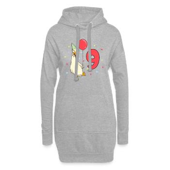 Mit Laufente - Kinder Geburtstag 9 Jahre - Hoodie-Kleid - Grau meliert - Vorne