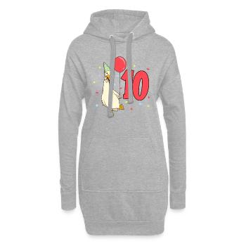 Mit Laufente - Kinder Geburtstag 10 Jahre - Hoodie-Kleid - Grau meliert - Vorne