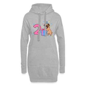 Avec Carlin - Anniversaire de fille 2 ans - Sweat-shirt à capuche long Femme - gris chiné - Devant