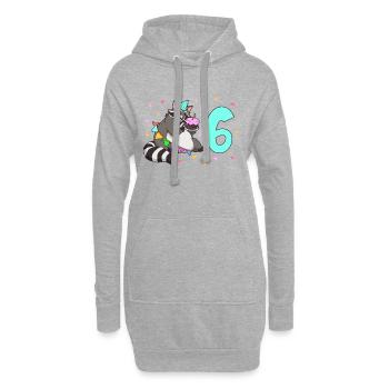 Avec raton laveur - anniversaire des enfants 6 ans - Sweat-shirt à capuche long Femme - gris chiné - Devant