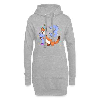Mit Wiesel - Kinder Geburtstag 3 Jahre - Hoodie-Kleid - Grau meliert - Vorne