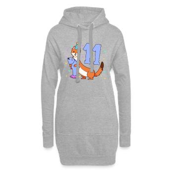 Avec belette - anniversaire des enfants 11 ans - Sweat-shirt à capuche long Femme - gris chiné - Devant
