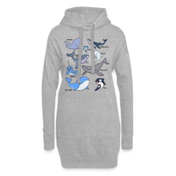 Viele verschiedene Walarten - Hoodie-Kleid - Grau meliert - Vorne