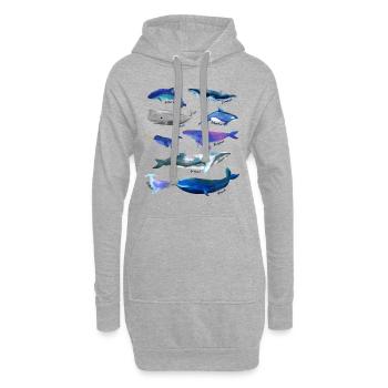Baleines - Sweat-shirt à capuche long Femme - gris chiné - Devant