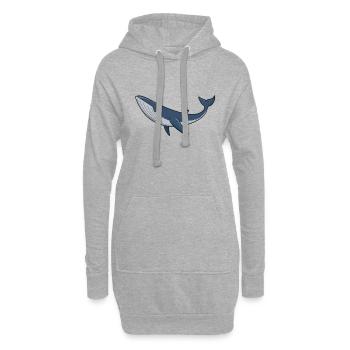 Kawaii Whale - Petit rorqual - Sweat-shirt à capuche long Femme - gris chiné - Devant
