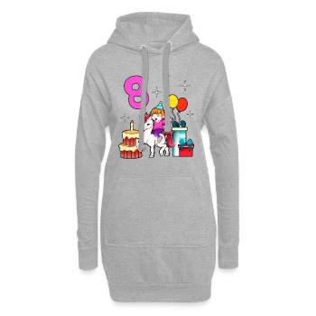Mit Einhorn - Mädchen Geburtstag 8 Jahre - Hoodie-Kleid - Grau meliert - Vorne