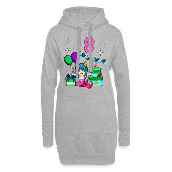 Mit Meerjungfrau - Mädchen Geburtstag 8 Jahre - Hoodie-Kleid - Grau meliert - Vorne