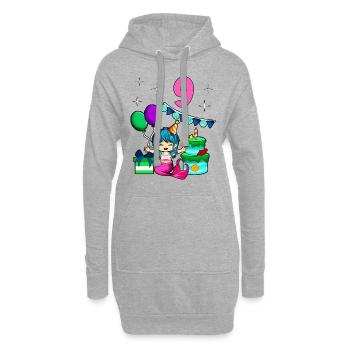 Mit Meerjungfrau - Mädchen Geburtstag 9 Jahre - Hoodie-Kleid - Grau meliert - Vorne