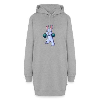 Cartoon Kaninchen Boxer - Hoodie-Kleid - Grau meliert - Vorne
