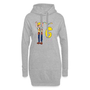 Mit Bauarbeiter - Jungs Geburtstag 6 Jahre - Hoodie-Kleid - Grau meliert - Vorne