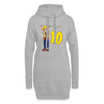 Mit Bauarbeiter - Jungs Geburtstag 10 Jahre - Hoodie-Kleid - Grau meliert - Vorne