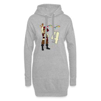 With Pirate - Boys Birthday 4 Years - Hoodie Dress - heather grey - Front