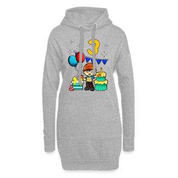 Avec ouvrier du bâtiment - Anniversaire des garçons 3 ans - Sweat-shirt à capuche long Femme - gris chiné - Devant
