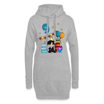 Mit Ninja - Jungs Geburtstag 9 Jahre - Hoodie-Kleid - Grau meliert - Vorne