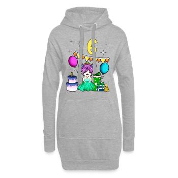 Mit Prinzessin - Mädchen Geburtstag 6 Jahre - Hoodie-Kleid - Grau meliert - Vorne