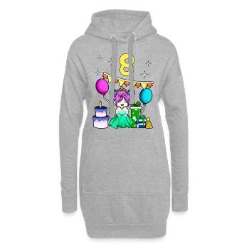 Mit Prinzessin - Mädchen Geburtstag 8 Jahre - Hoodie-Kleid - Grau meliert - Vorne