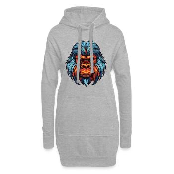 Gorilla Portrait - Hoodie-Kleid - Grau meliert - Vorne
