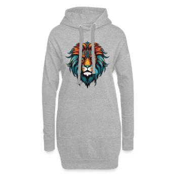 Löwe Portrait - Hoodie-Kleid - Grau meliert - Vorne