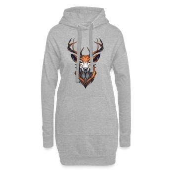 Hirsch Portrait - Hoodie-Kleid - Grau meliert - Vorne