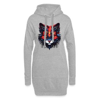 Katze Portrait - Hoodie-Kleid - Grau meliert - Vorne