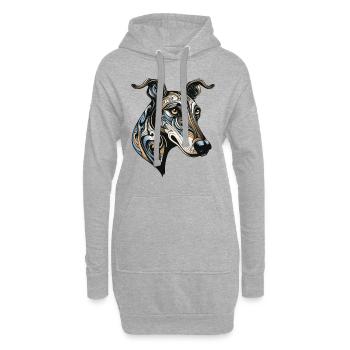 Portrait de chien Greyhound - Sweat-shirt à capuche long Femme - gris chiné - Devant