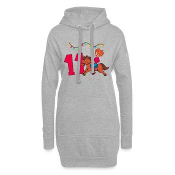 Avec Cheval - Fille Anniversaire 11 ans - Sweat-shirt à capuche long Femme - gris chiné - Devant