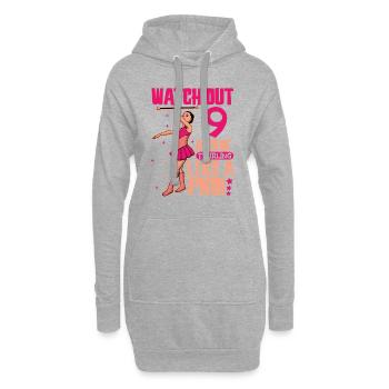 J’ai 9 ans - Fille virevoltant - Sweat-shirt à capuche long Femme - gris chiné - Devant