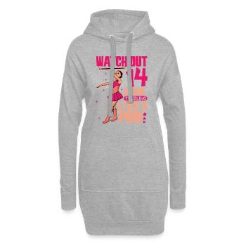 I'm 14 - Girl Twirling - Hoodie Dress - heather grey - Front