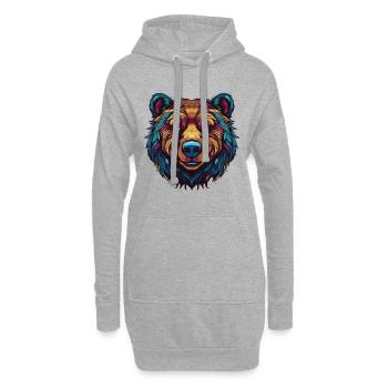 Bär Portrait - Hoodie-Kleid - Grau meliert - Vorne