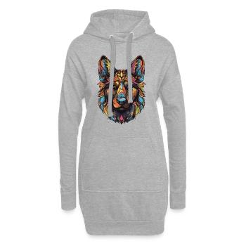 Schäferhund Hund Portrait - Hoodie-Kleid - Grau meliert - Vorne
