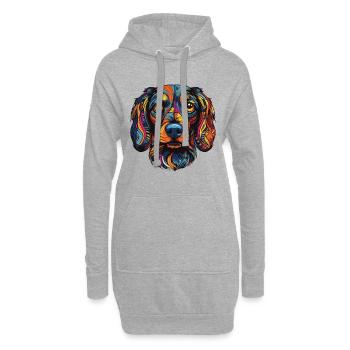 Teckel Portrait de chien teckel - Sweat-shirt à capuche long Femme - gris chiné - Devant
