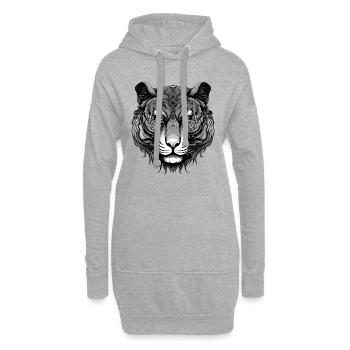 Portrait de tigre - Sweat-shirt à capuche long Femme - gris chiné - Devant