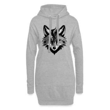 Fuchs Portrait - Hoodie-Kleid - Grau meliert - Vorne