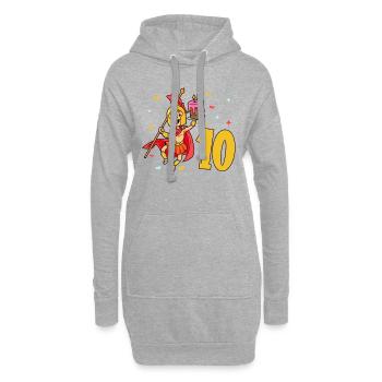 Mit Spartaner - Kinder Geburtstag 10 Jahre - Hoodie-Kleid - Grau meliert - Vorne