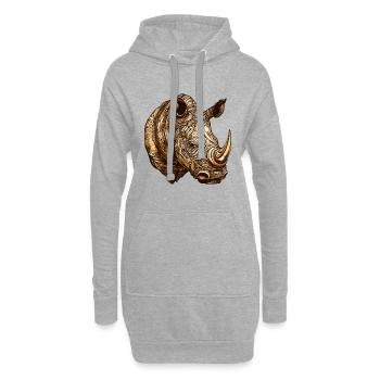 Animal à tête de rhinocéros - Sweat-shirt à capuche long Femme - gris chiné - Devant