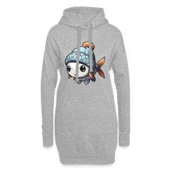 Fisch Winter Comic - Hoodie-Kleid - Grau meliert - Vorne