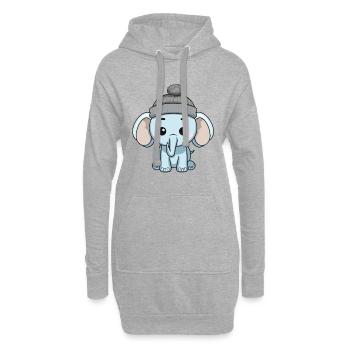 Elephant Winter Comic - Hoodie Dress - heather grey - Front