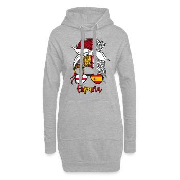 Moitié Espagnol Moitié Anglais Fille Espagne Angleterre Drapeau - Sweat-shirt à capuche long Femme - gris chiné - Devant