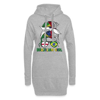 Moitié Brésilienne Moitié Anglaise Fille Brésil Angleterre - Sweat-shirt à capuche long Femme - gris chiné - Devant