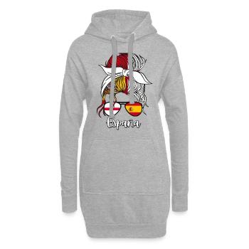 España Moitié Espagnol Moitié Anglais Fille Espagne - Sweat-shirt à capuche long Femme - gris chiné - Devant