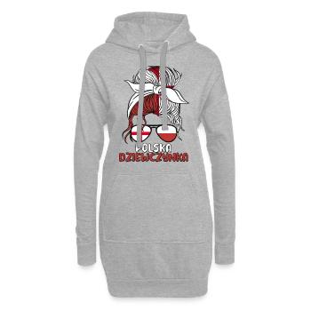 Polska Moitié Anglais Moitié Polonais Fille Pologne - Sweat-shirt à capuche long Femme - gris chiné - Devant
