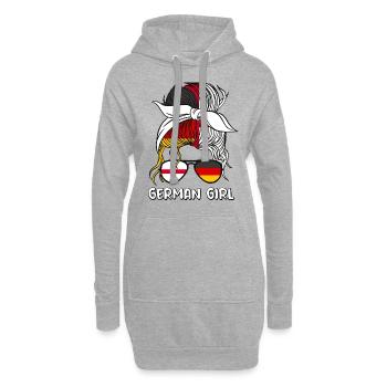 Moitié Anglais Moitié Allemand Fille Allemagne Angleterre - Sweat-shirt à capuche long Femme - gris chiné - Devant