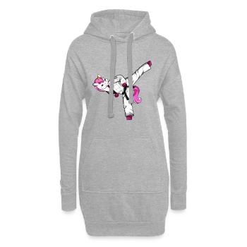 Licorne de dessin animé faisant du Hapkido - Sweat-shirt à capuche long Femme - gris chiné - Devant