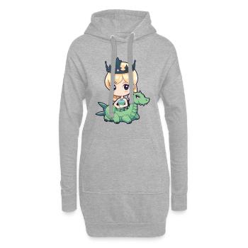 Prinzessin Drache Comic - Hoodie-Kleid - Grau meliert - Vorne